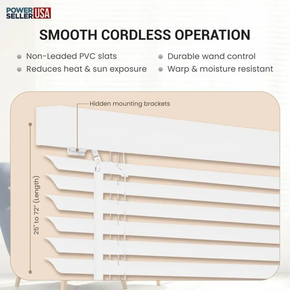 PowerSellerUSA Cordless Window Blinds, Privacy & Light Filtering 1